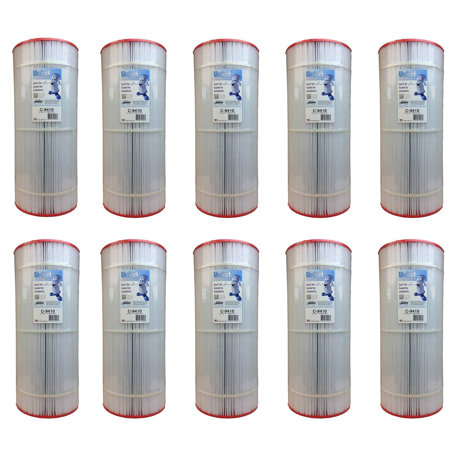 Unicel 100 Square Feet Sharp Pleats Swimming Pool Cartridge Filter (10 Pack) - VMInnovations