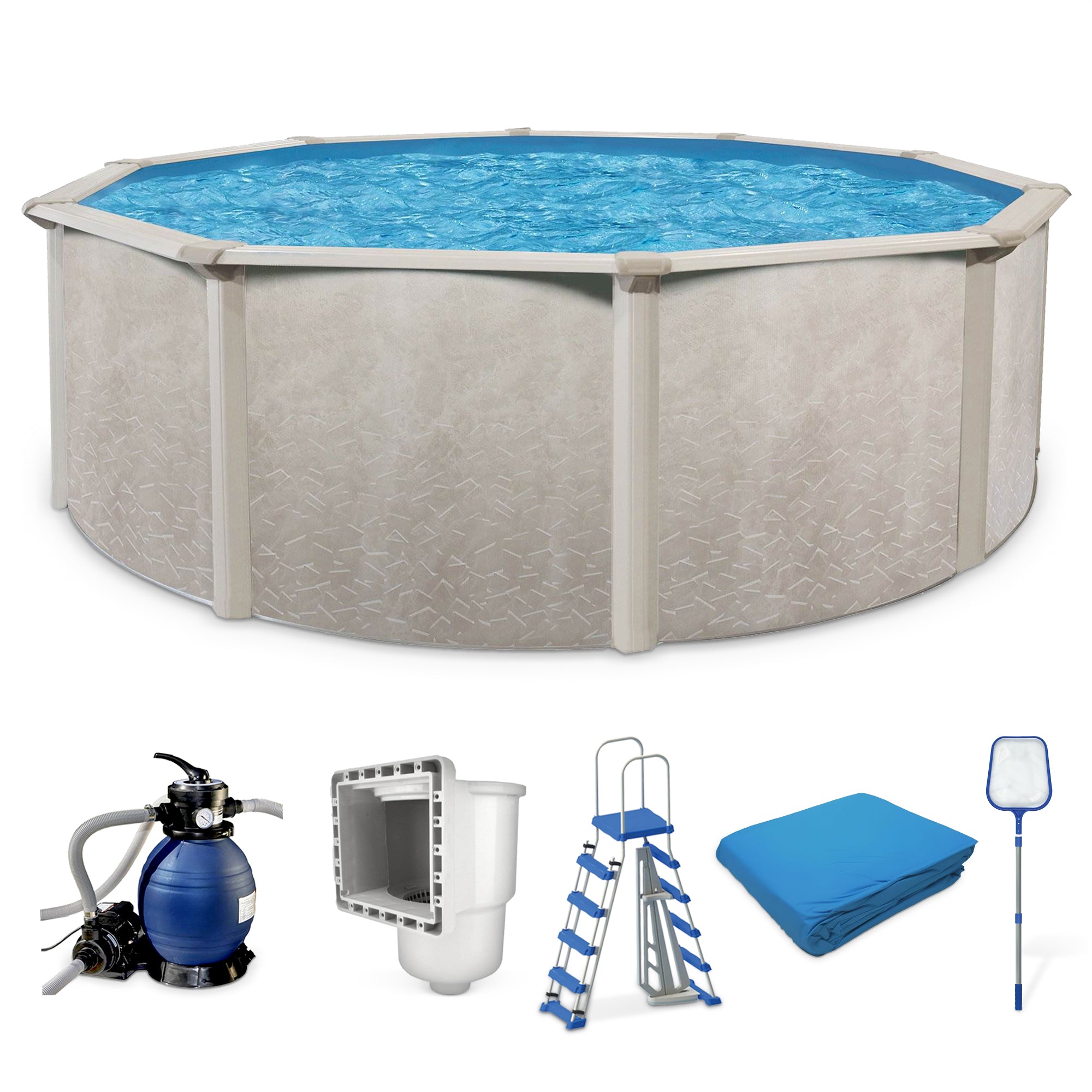 Aquarian 15ft x 52in Above Ground Swimming Pool w/Pump & Pool Ladder (Open Box) - VMInnovations