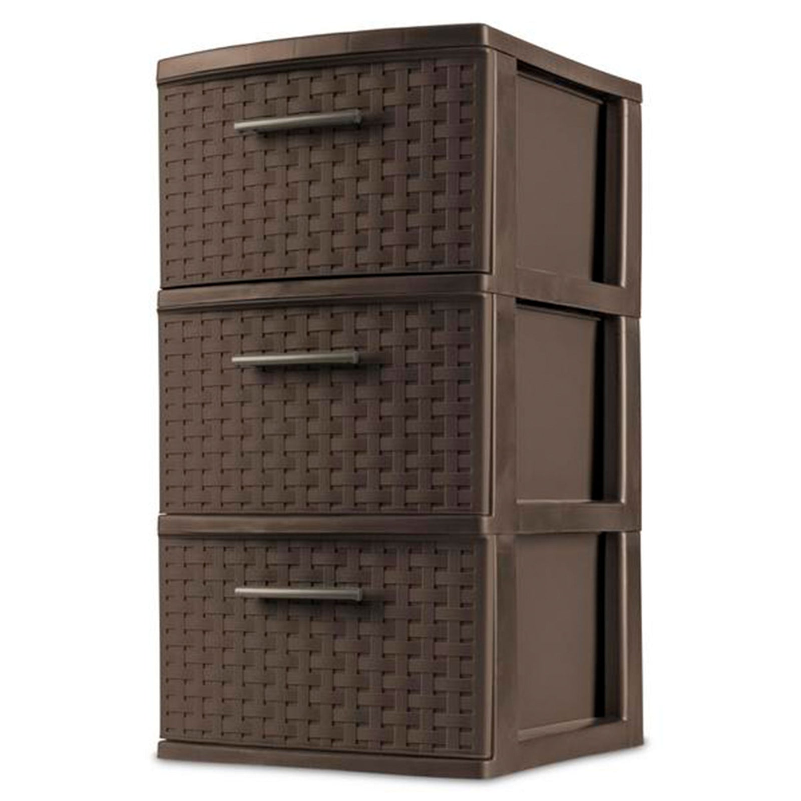 Sterilite 3 Drawer Decorative Plastic Weave Storage Tower, 2-Pack, Espresso - VMInnovations