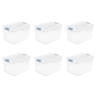 Sterilite 64 Qt Clear Plastic Stackable Storage Bin w/ White Latch Lid, 30 Pack