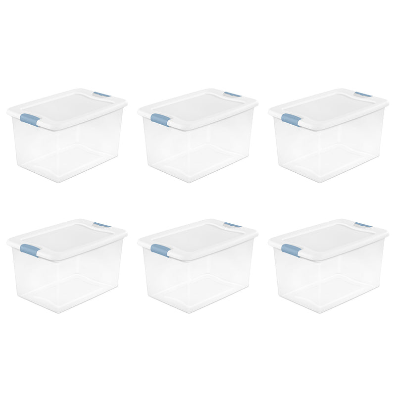 Sterilite 64 Qt Clear Plastic Stackable Storage Bin w/ White Latch Lid, 30 Pack