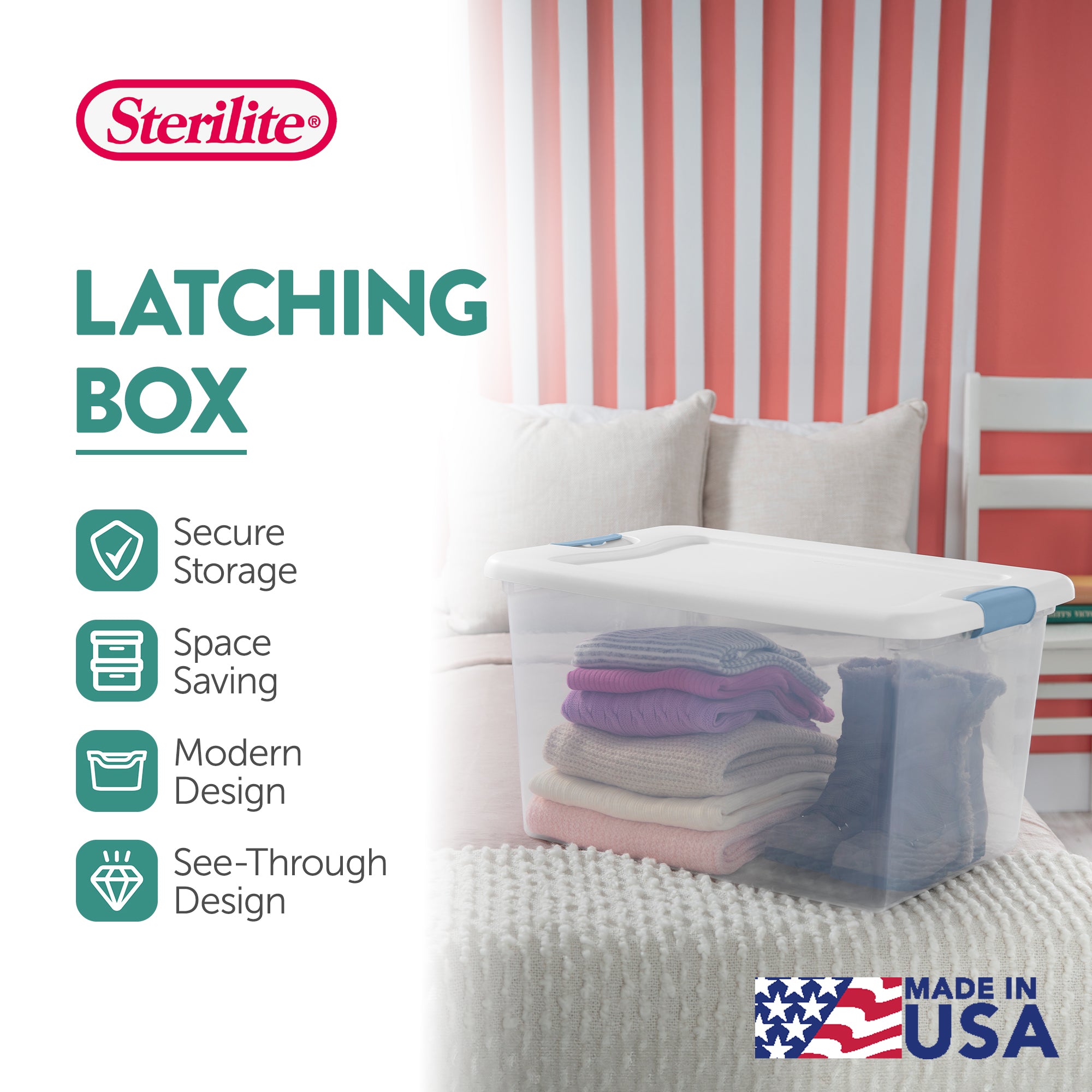 Sterilite 64 Quart Latching Plastic Storage Box, Clear (6 Pack) (Open Box)