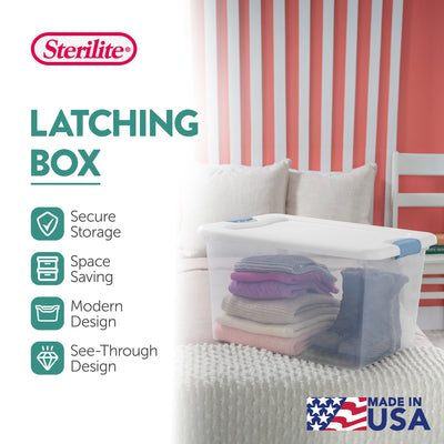 Sterilite 64 Quart Latching Plastic Storage Box, Clear (6 Pack) (Open Box)
