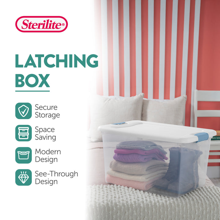 Sterilite 64 Quart Latching Storage Tote Box (12 Pack) & Deep Clip Box (4 Pack)