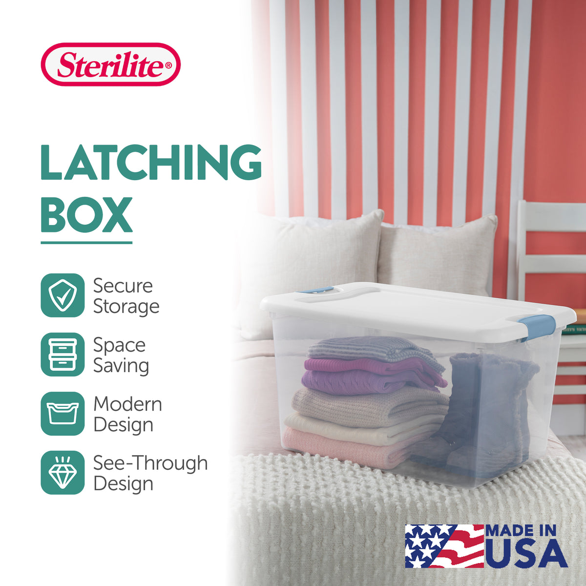 Sterilite 64 Quart Latching Plastic Storage Box, Clear (6 Pack) (Open Box)