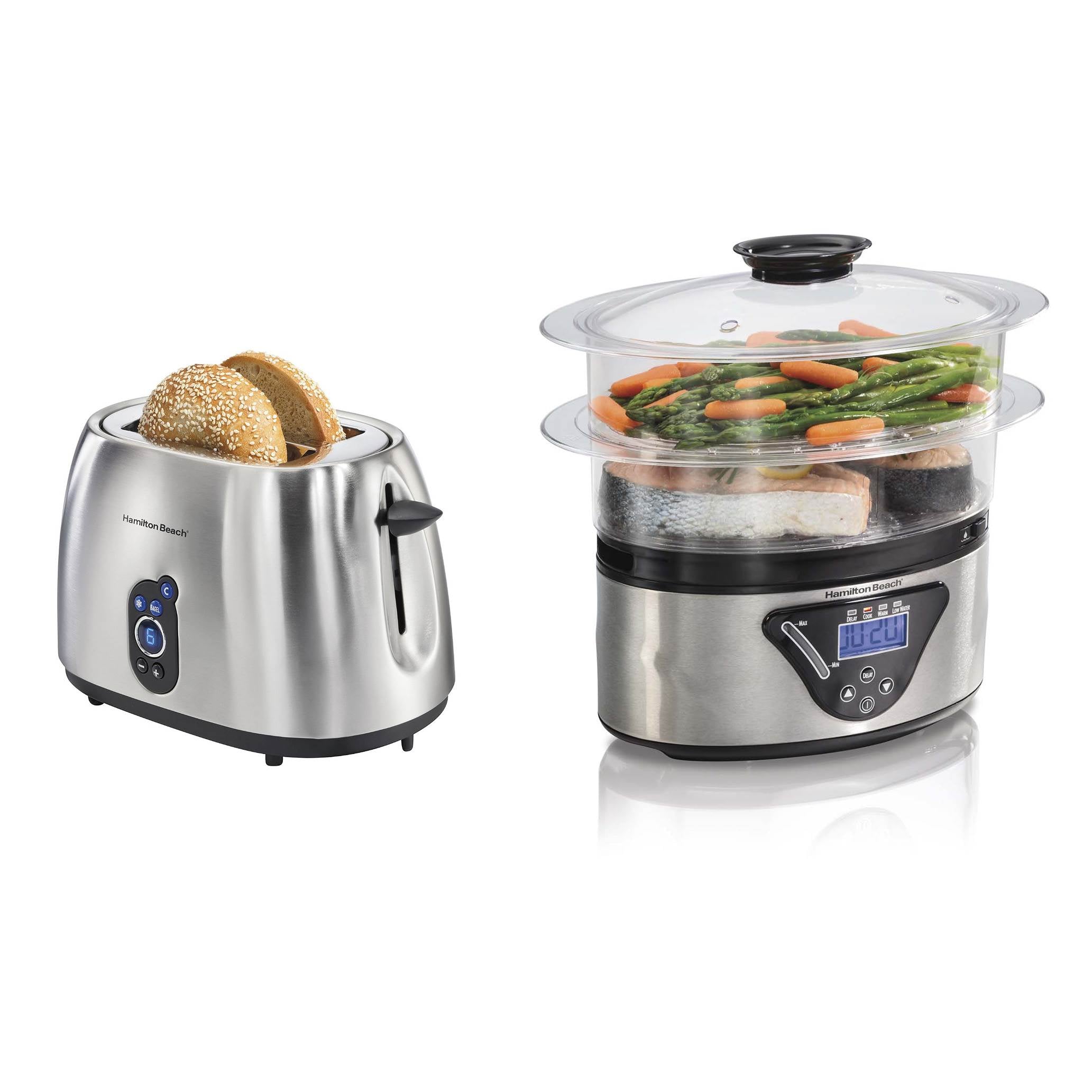 Hamilton Beach 2-Slice Digital Toaster + Hamilton Beach 5.5 Quart 2 Tier Steamer