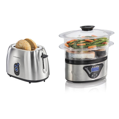 Hamilton Beach 2-Slice Digital Toaster + Hamilton Beach 5.5 Quart 2 Tier Steamer