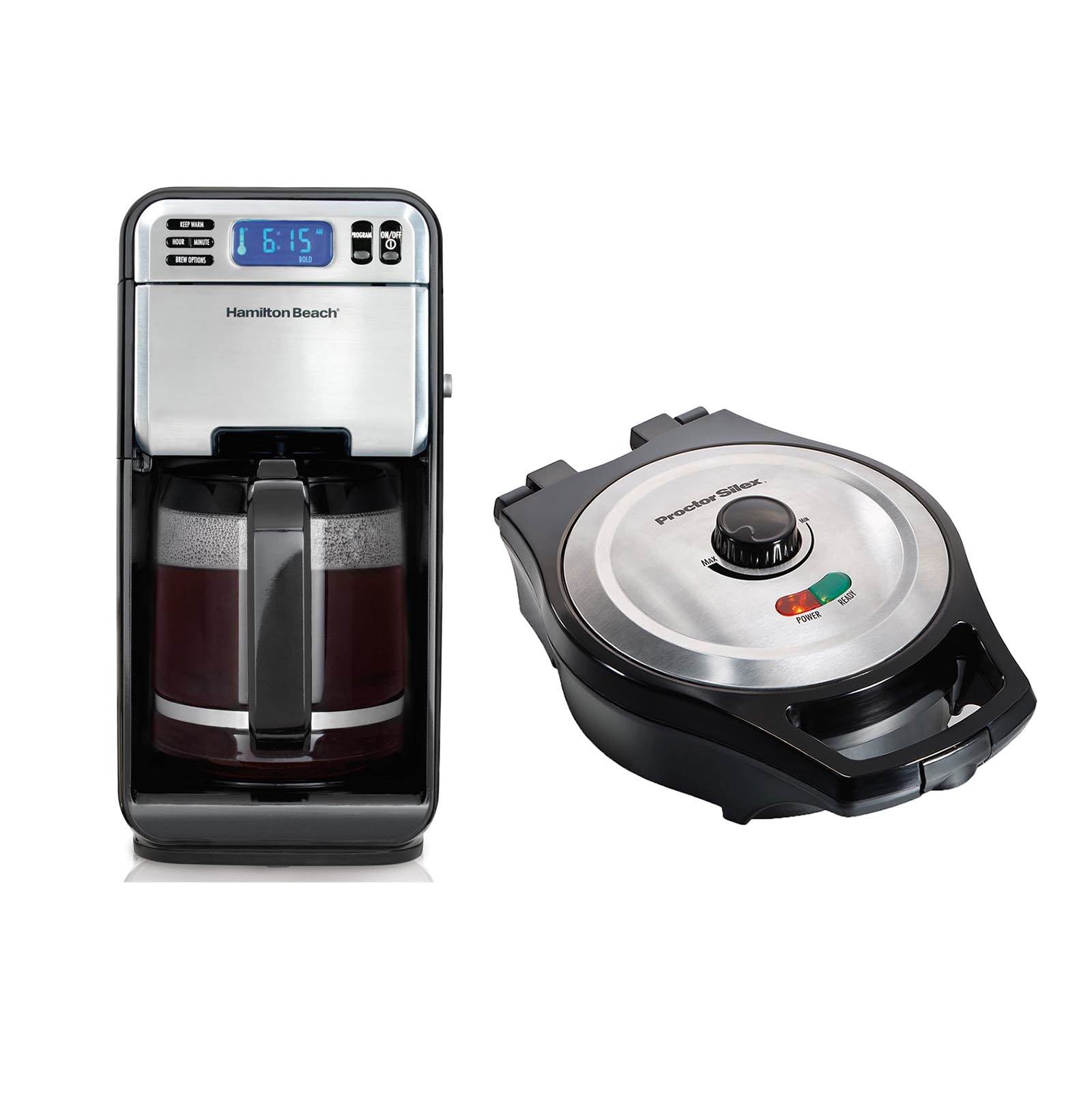 Hamilton Beach 12-Cup Coffee Maker + Proctor Silex Belgian Style Waffle Maker