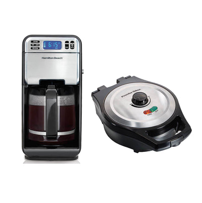Hamilton Beach 12-Cup Coffee Maker + Proctor Silex Belgian Style Waffle Maker