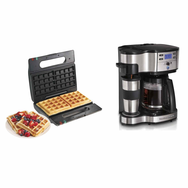 Proctor Silex Dual Belgian-Style Waffle Maker + Hamilton Beach Coffee Maker
