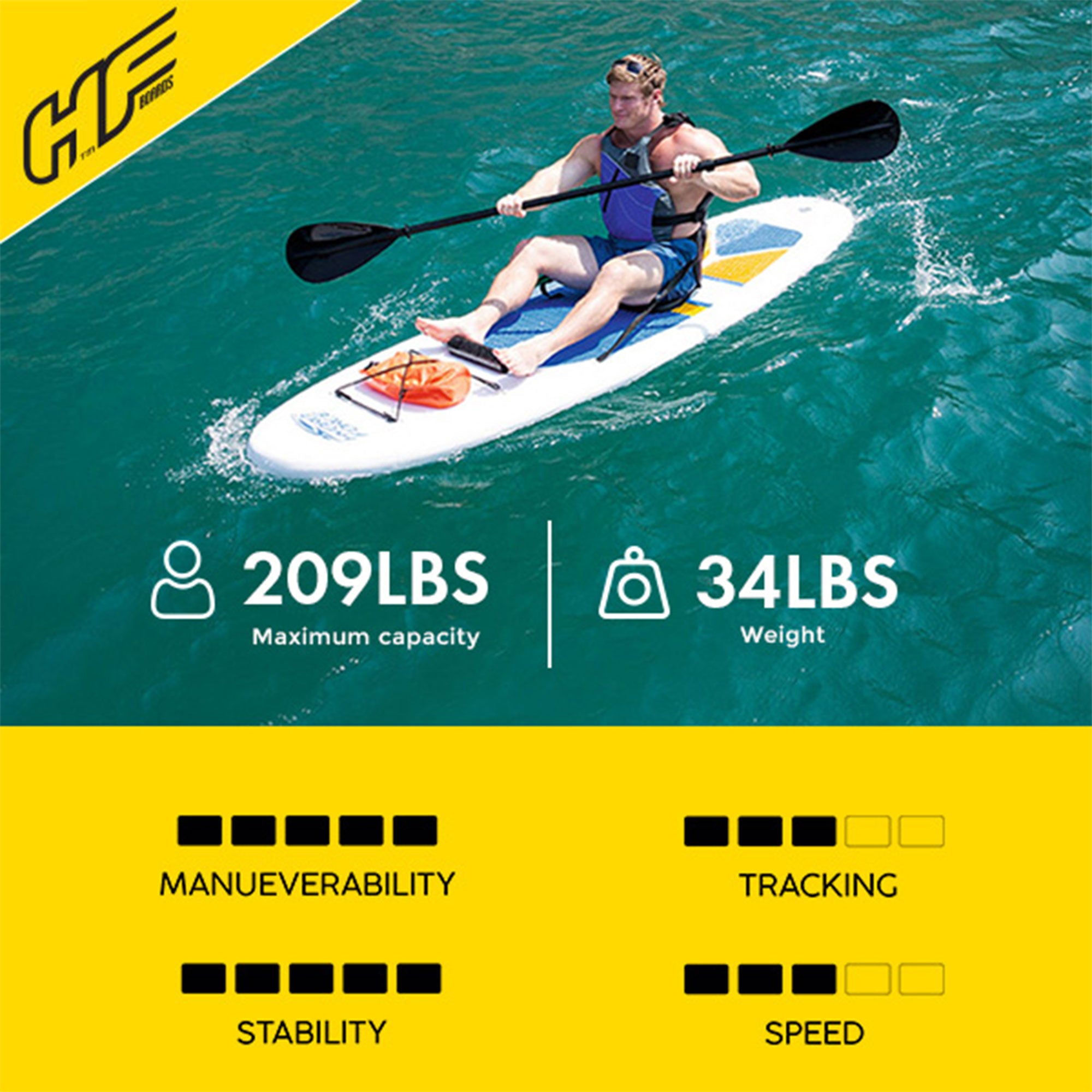 Bestway Hydro-Force White Cap Inflatable SUP Stand Up Paddle Board (Open Box) - VMInnovations