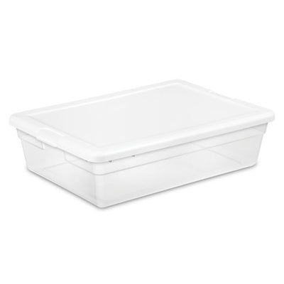 Sterilite 28 Quart Clear Bin Storage Box Tote Container w/ White Lid (50 Pack)