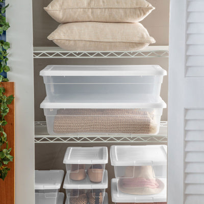 Sterilite 28 Qt Clear Closet/Under Bed Organizer Storage Box Container (30 Pack)