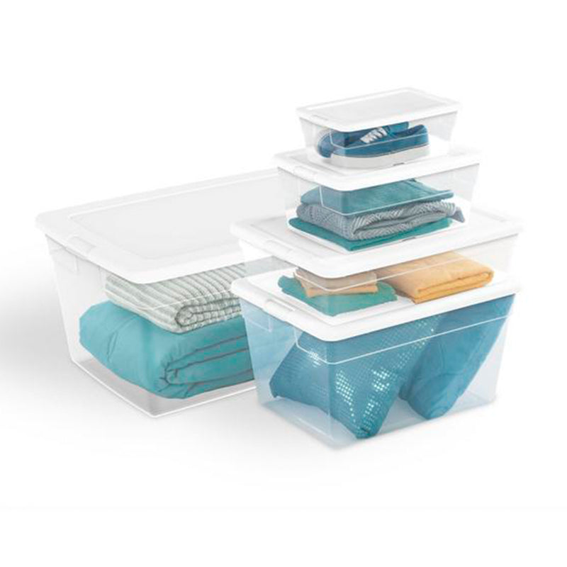 Sterilite 28 Quart Clear Plastic Stacking Storage Container Box w/Lid, 20 Pack - VMInnovations