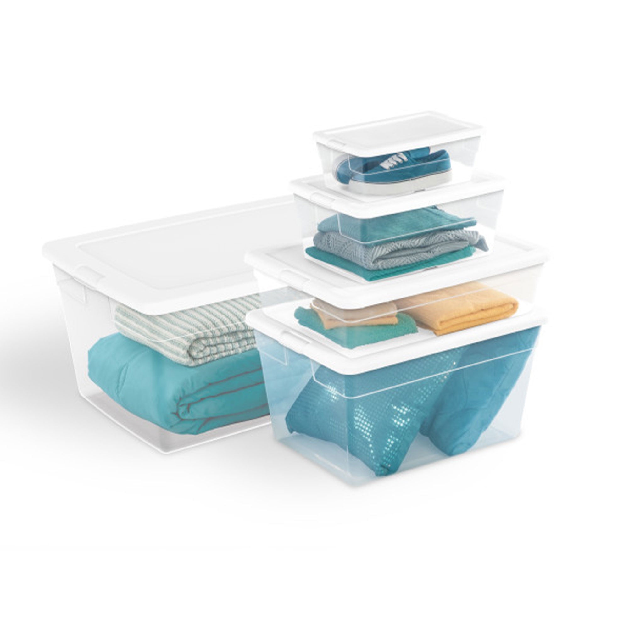 Sterilite 28 Qt Clear Closet/Under Bed Organizer Storage Box Container (30 Pack)