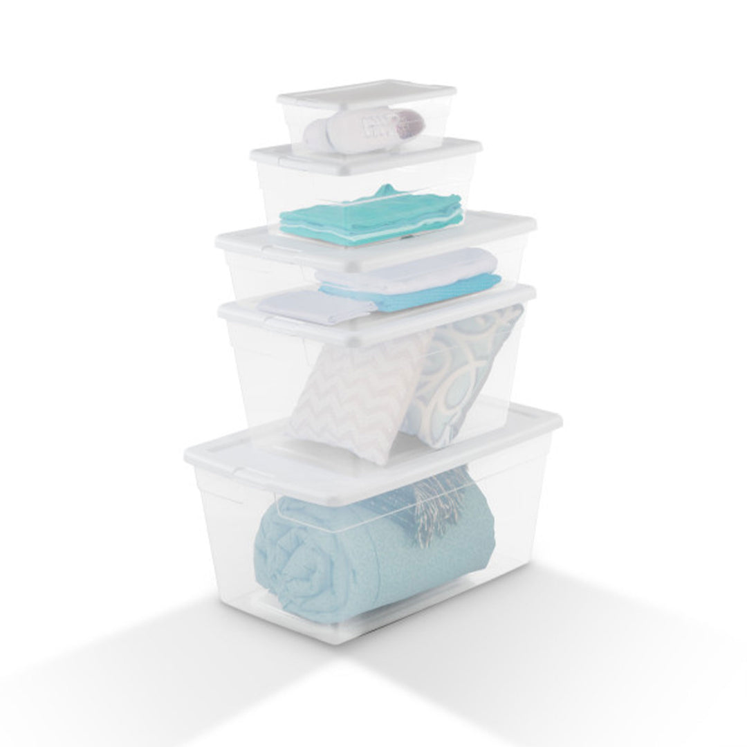 Sterilite 28 Qt Clear Stackable Under Bed Organizer Storage Container, (10 Pack)