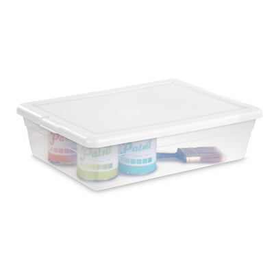 Sterilite 28 Quart Clear Bin Storage Box Tote Container w/ White Lid (60 Pack)