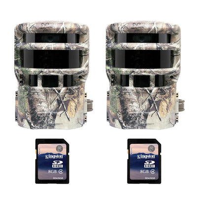Moultrie 150i 8 MP Trail Game Camera, 2 Pack (Certified Refurbished) + SD Cards