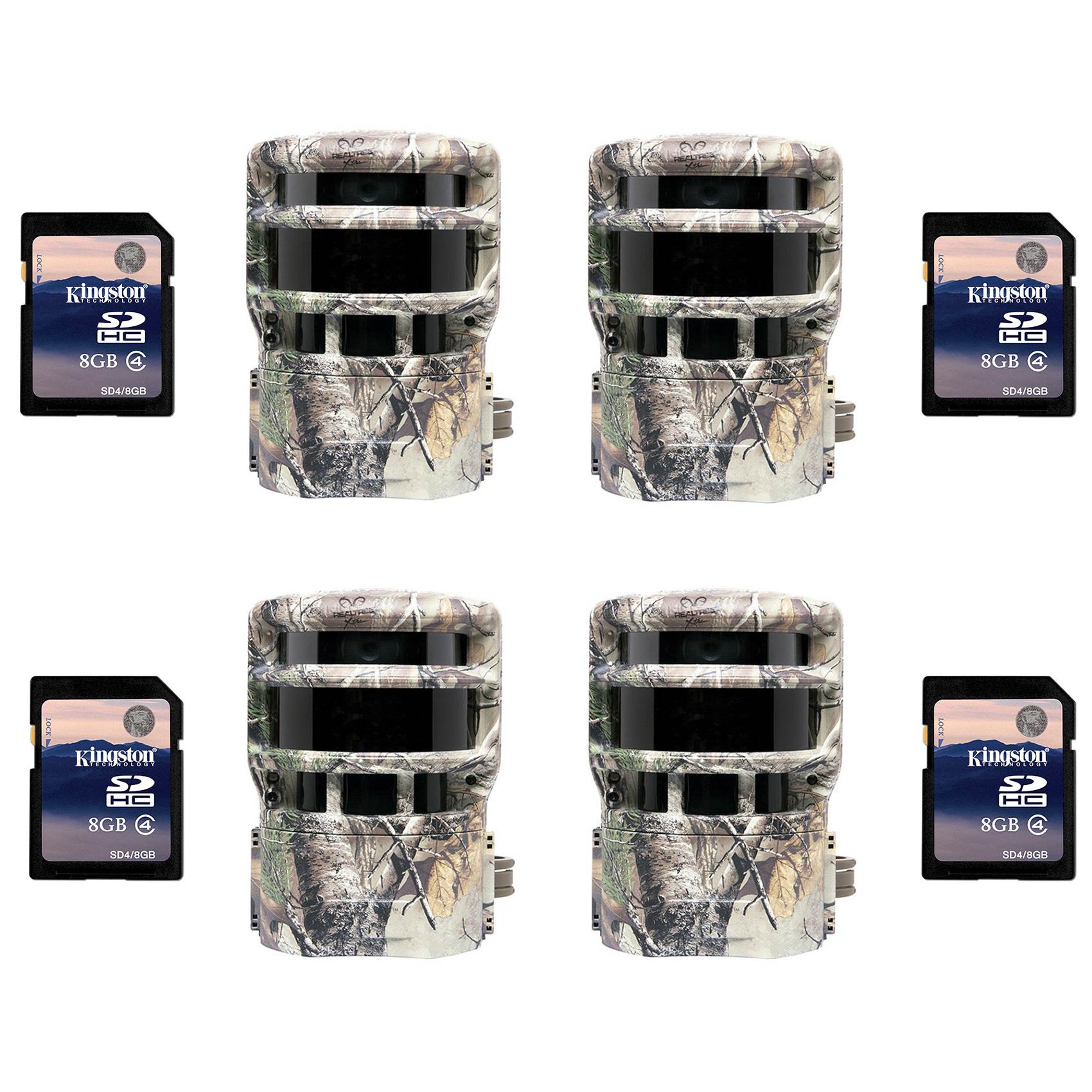 Moultrie 150i 8 MP Trail Game Camera, 4 Pack (Certified Refurbished) + SD Cards
