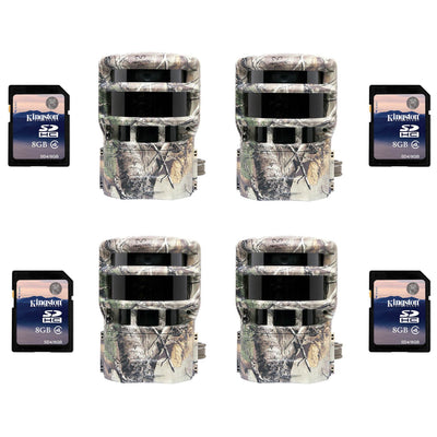 Moultrie 150i 8 MP Trail Game Camera, 4 Pack (Certified Refurbished) + SD Cards