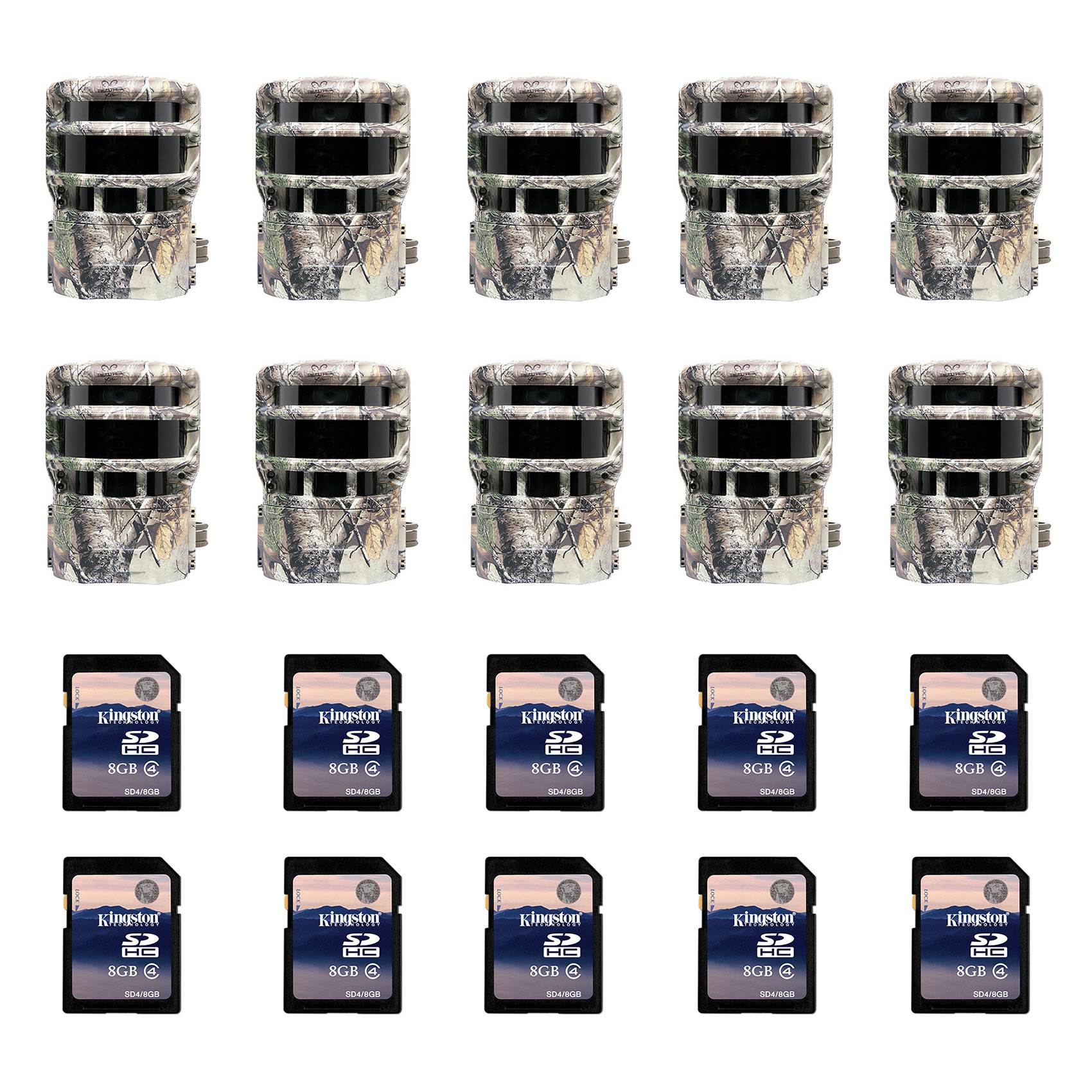 Moultrie 150i 8 MP Trail Game Camera, 10 Pack (Certified Refurbished) + SD Cards