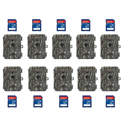 Moultrie D-5 5.0MP Trail Game Camera, 10 Pack (Certified Refurbished) + SD Cards