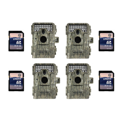 Moultrie M-880 8 MP Mini Game Camera, 4 Pack (Certified Refurbished) + SD Cards