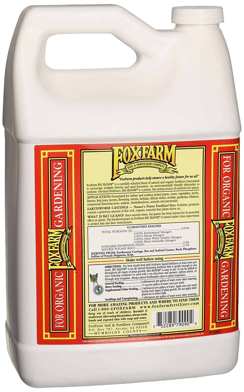 Fox Farm Big Bloom FX14003 Organic Plant/Flower Liquid Food Concentrate, 1Gallon - VMInnovations