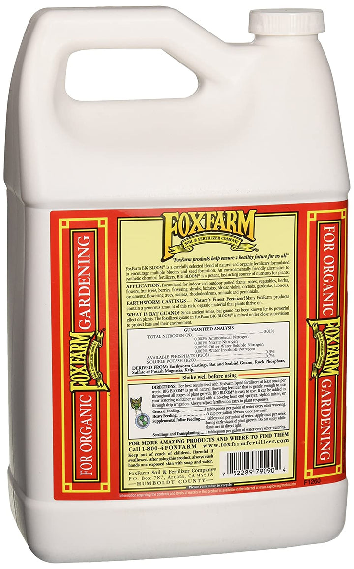 Fox Farm Big Bloom FX14003 Organic Plant/Flower Liquid Food Concentrate, 1Gallon