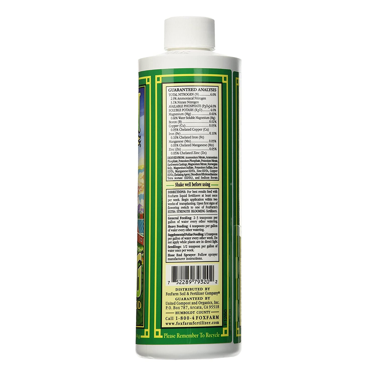 FoxFarm FX14092 Hydroponics Grow Big Liquid Concentrate Plant Fertilizer, 1 Pint - VMInnovations