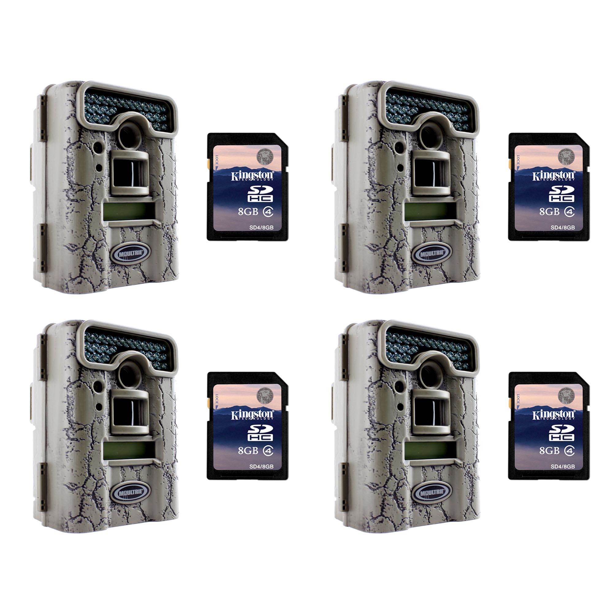 Moultrie D55IRXT Trail Game Camera, 4 Pack (Certified Refurbished) + SD Cards