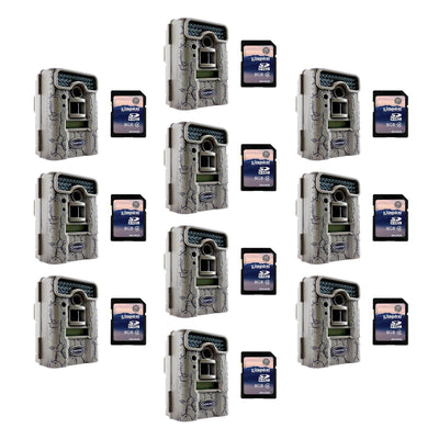 Moultrie D55IRXT Trail Game Camera, 10 Pack (Certified Refurbished) + SD Cards