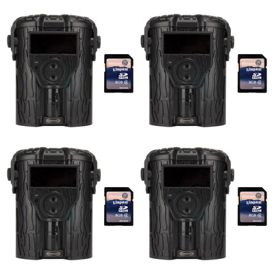 Moultrie I-45S 8MP Game Trail Camera, 4 Pack (Certified Refurbished) + SD Cards