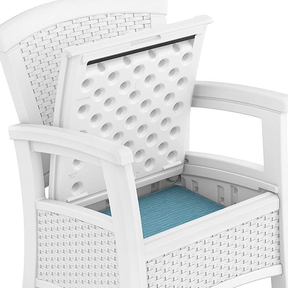 Suncast Elements Resin Wicker Design Club Chair with Storage, White (Used)