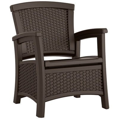Suncast Elements Resin Wicker Design Club Chair with Storage, Java (Open Box)