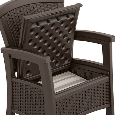 Suncast Elements Resin Wicker Design Club Chair with Storage, Java (Open Box)