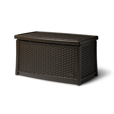 Suncast Resin Wicker Loveseat w/ Storage & Resin Wicker Coffee Table w/ Storage