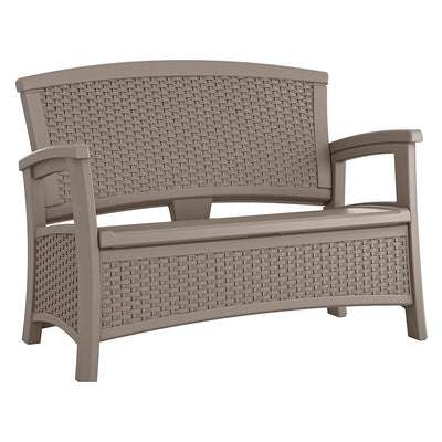 Suncast Elements Wicker Design Loveseat with Storage, Dark Taupe (Open Box)