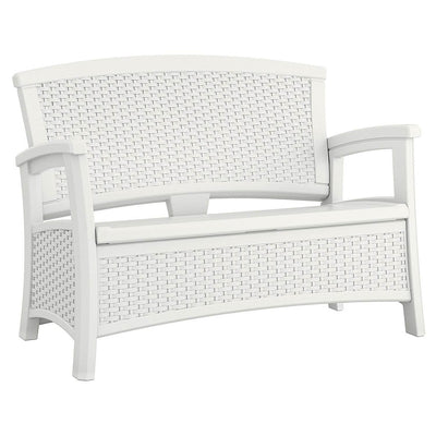 Suncast Elements Resin Wicker Design Loveseat with Storage, White (Open Box)