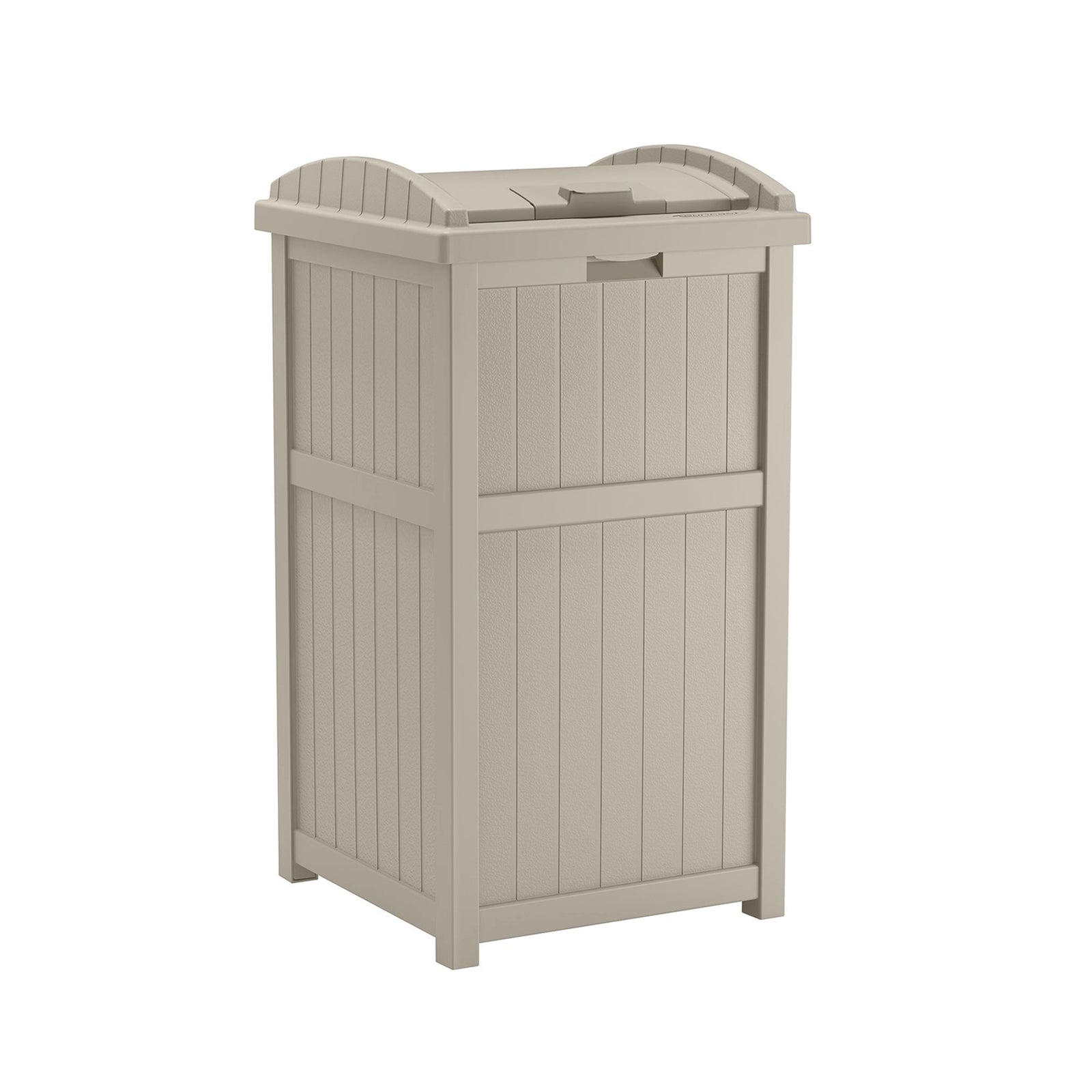 Suncast GH1732 Trash Hideaway 33 Gallon Resin Outdoor Garbage Container, Taupe - VMInnovations