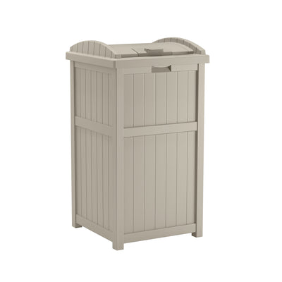 Suncast GH1732 Trash Hideaway 33 Gallon Resin Outdoor Garbage Container, Taupe - VMInnovations