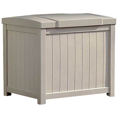 Suncast 22 Gallon Yard and Garden Stay Dry Resin Deck Box Light Taupe (Open Box)