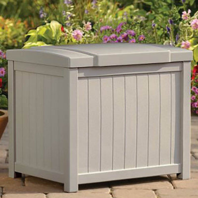 Suncast 22 Gallon Yard and Garden Stay Dry Resin Deck Box Light Taupe (Open Box)