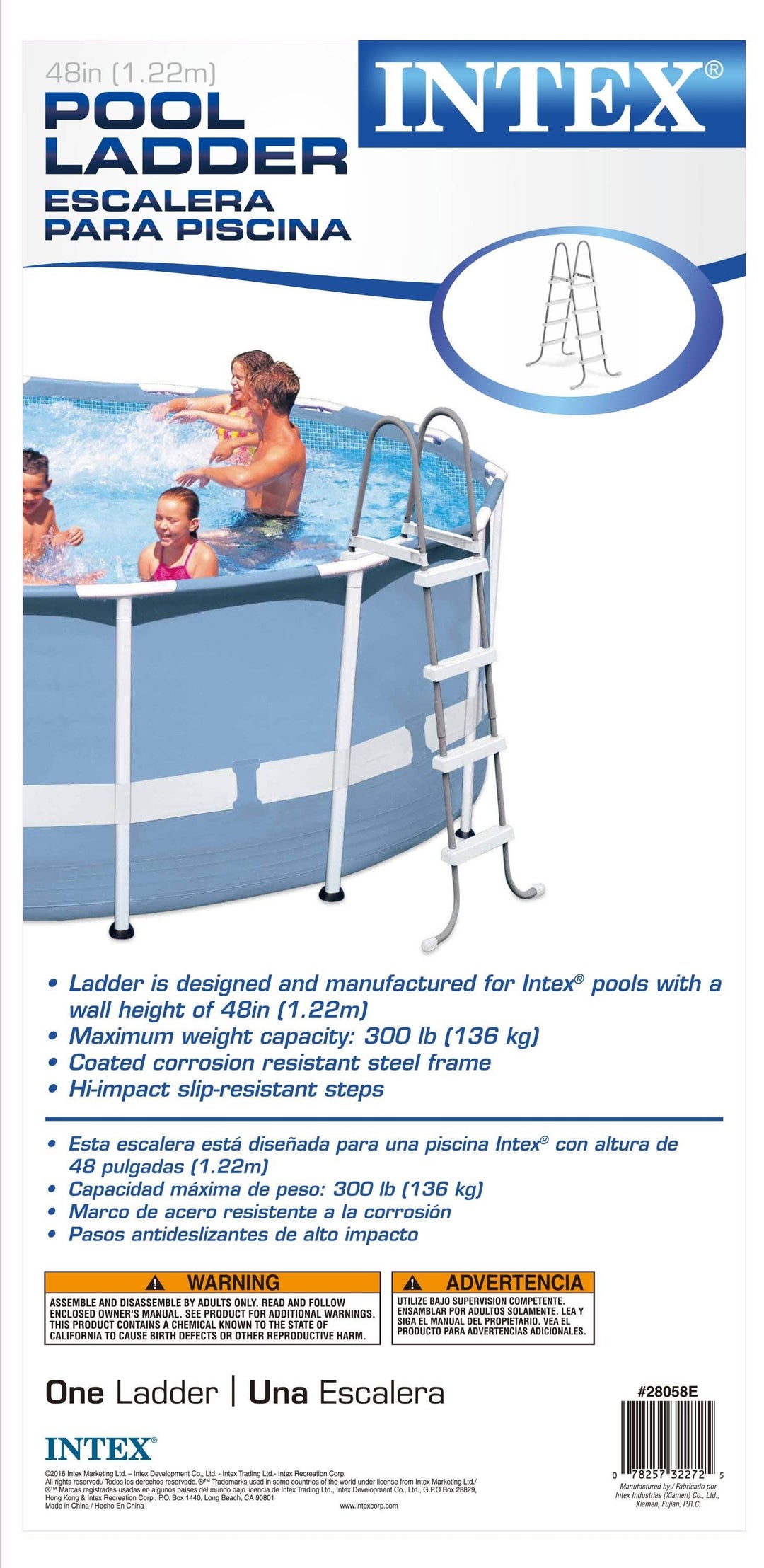 Intex Double-Sided Steel Pool Ladder for 48-Inch Above Ground Pools (Open Box)