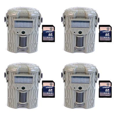 Moultrie i65 IR Trail Game Camera, 4 Pack (Certified Refurbished) + SD Cards