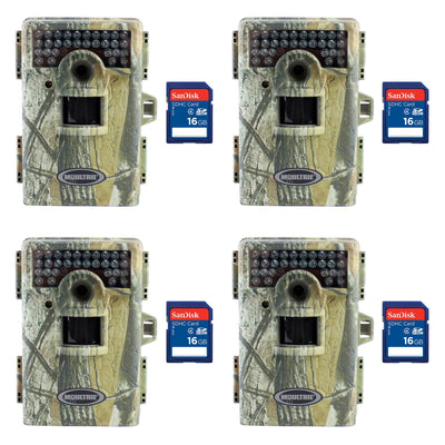 Moultrie M100 6MP Trail Game Camera, 4 Pack (Certified Refurbished) + SD Cards