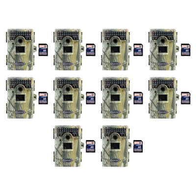 Moultrie M100 6MP Trail Game Camera, 10 Pack (Certified Refurbished) + SD Cards
