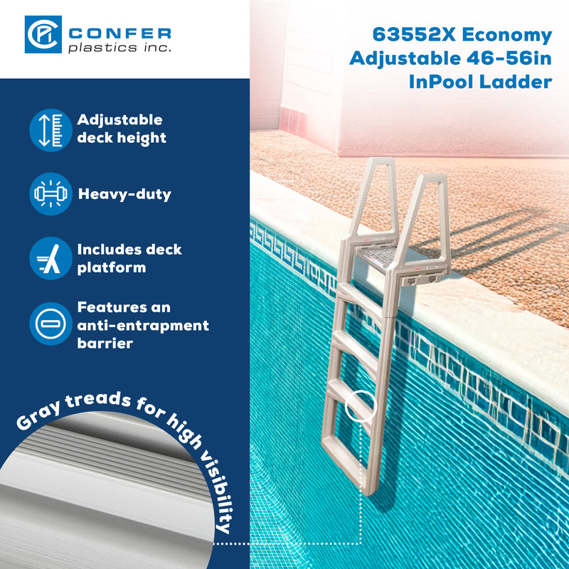 Confer Sturdy 46 to 56 Inch Adjustable Above Ground Pool Ladder (For Parts)