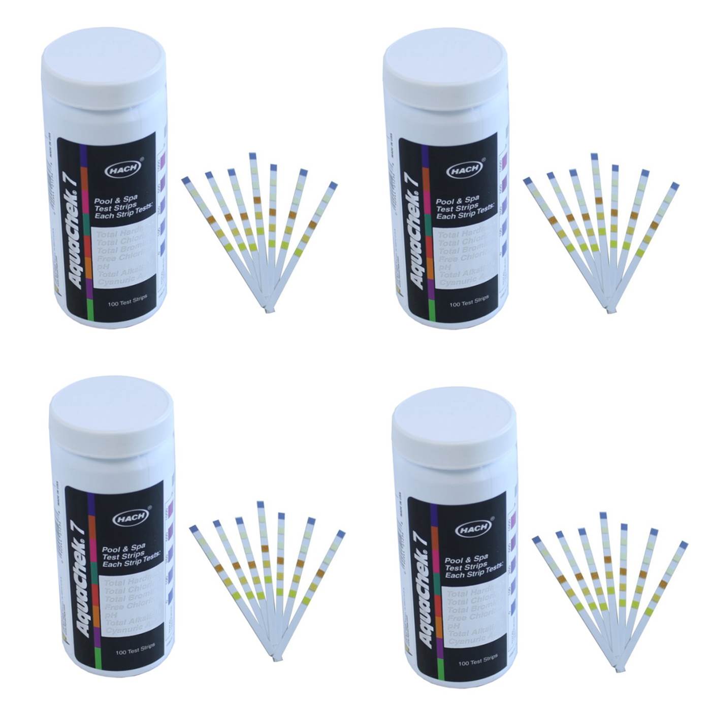 AquaChek Silver 7-Way 100 Count Pool And Spa Chlorine/pH Test Strips (4 Pack)