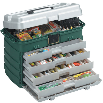 Plano Fishing Gear Organizer Tackle Box w/ Removable Bait Racks & 4 Trays, Green